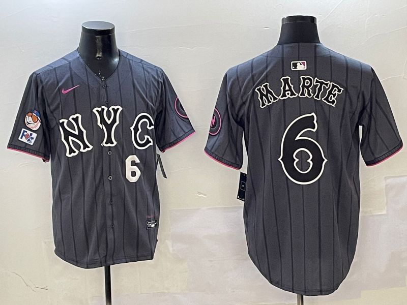 Men New York Mets #6 Marte Black City Edition 2025 Nike MLB Jersey style 7->new york mets->MLB Jersey